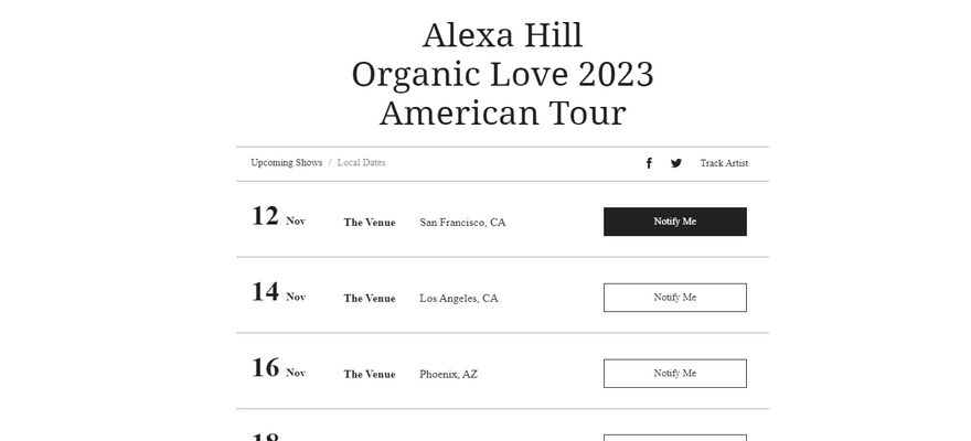 wix music template alexa hill tour