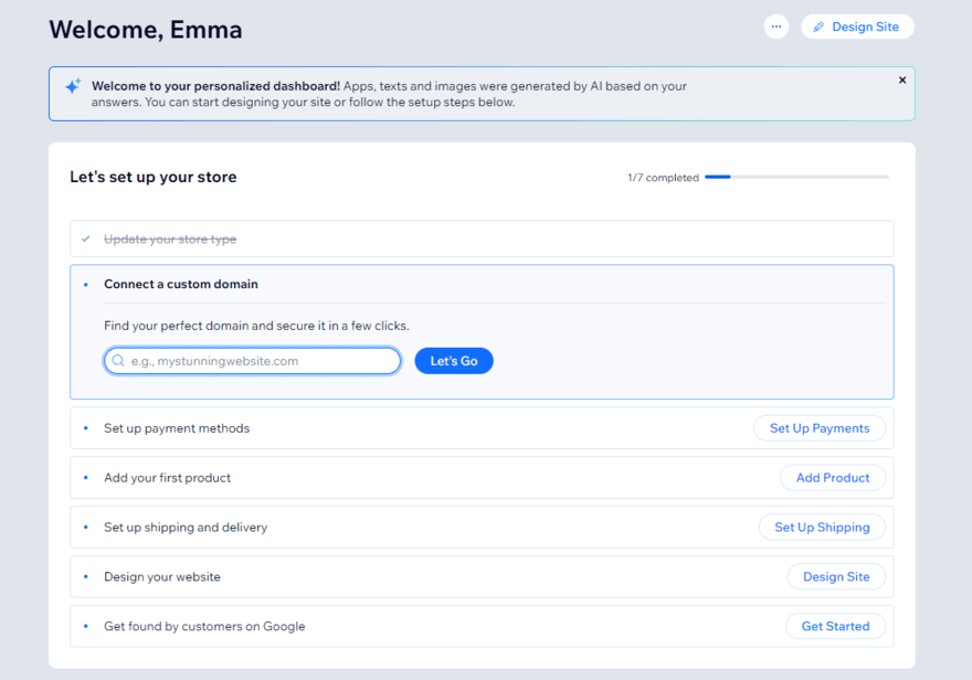 Wix onboarding checklist Wix onboarding checklist to help you build a website