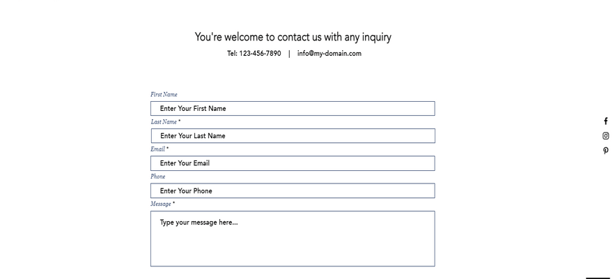 wix online store template tote contact form