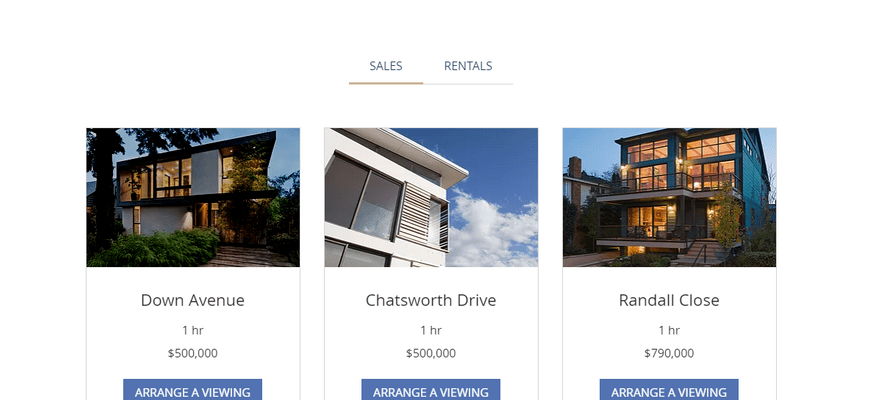 wix real estate template faber & co bookings