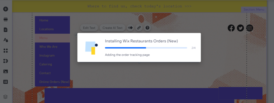 Wix Restaurant Orders New install