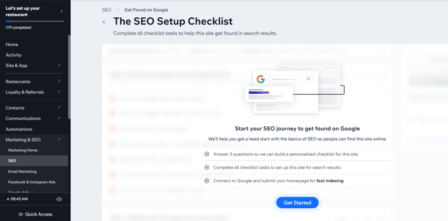 Wix SEO checklist Setting up Wix's SEO checklist in the backend