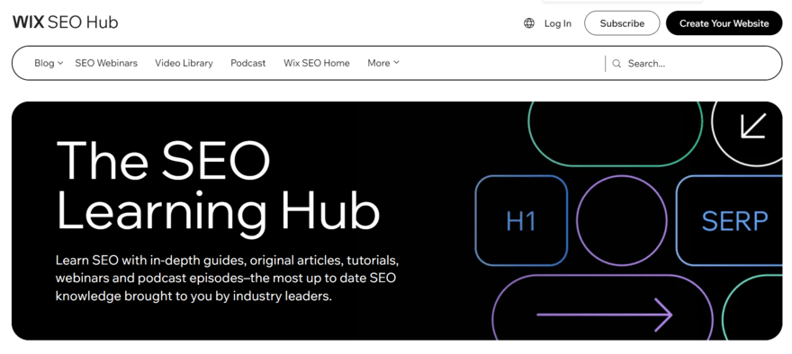 Wix SEO learning hub (1) Wix SEO learning hub homepage