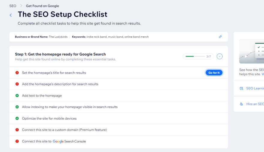 Wix SEO setup checklist Wix SEO setup checklist