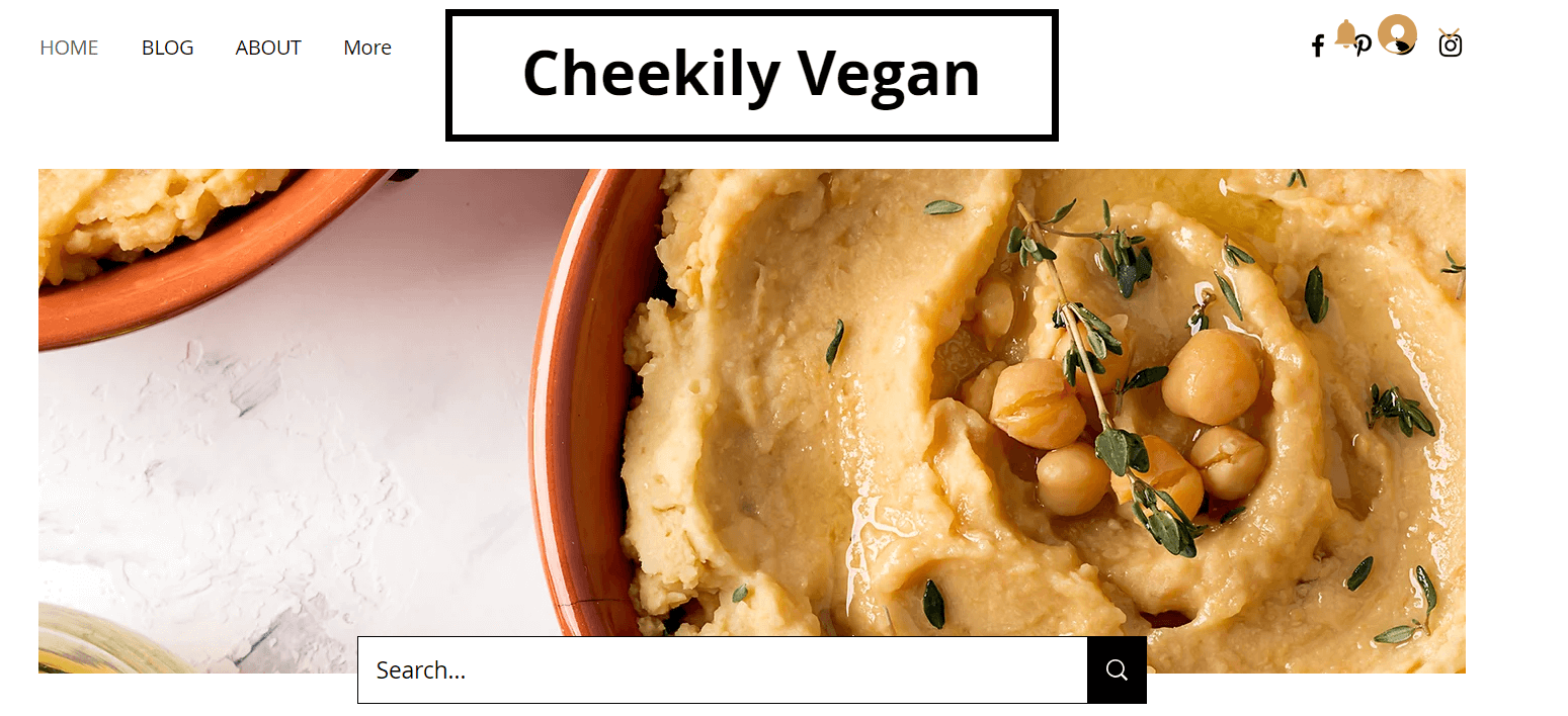 Wix site homepage Cheekily Vegan A screenshot of Cheekily Vegan homepage, a demo website made on Wix