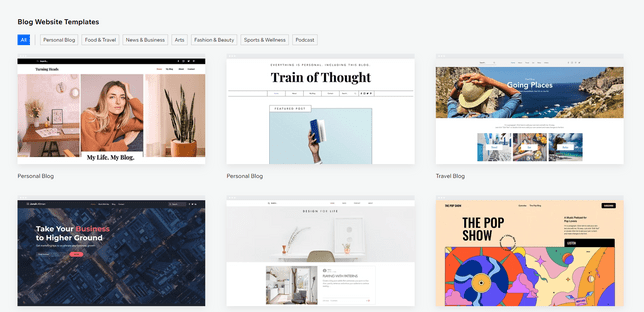 Wix Templates selection of wix templates featuring the range of categories they cover