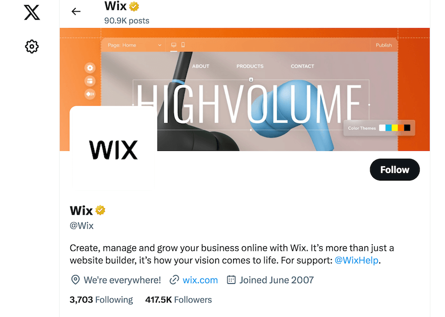 Wix X profile screenshot Wix X profile screenshot