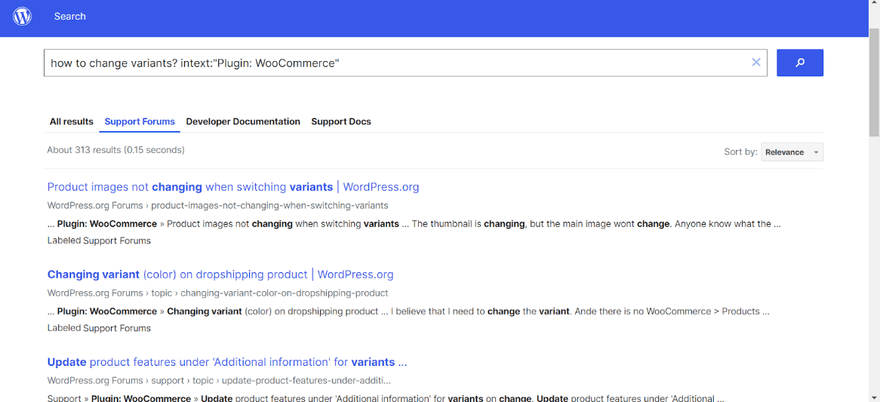WooCommerce community forum WooCommerce help center for search term "how to change variants"