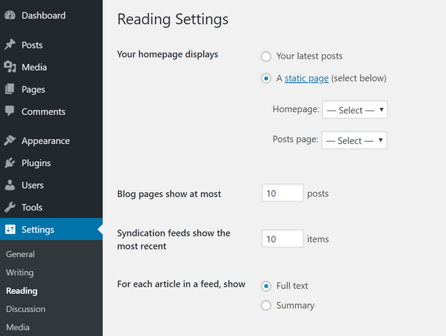 wordpress blog setting static homepage wordpress blog setting static homepage