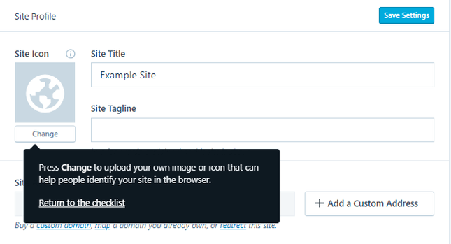 WordPress.com Guide Help Bubble wordpress.com popup hint example