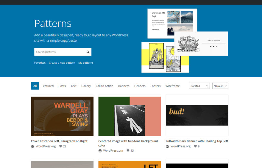 WordPressorg patterns WordPress.org pattern homepage